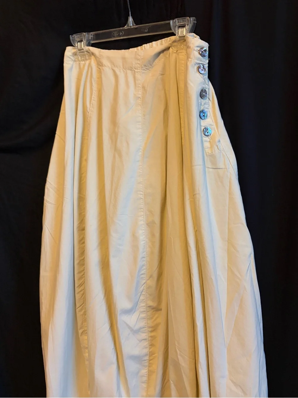 Gertie’s Women's Cream Maxi Skirt with Side Button Detail